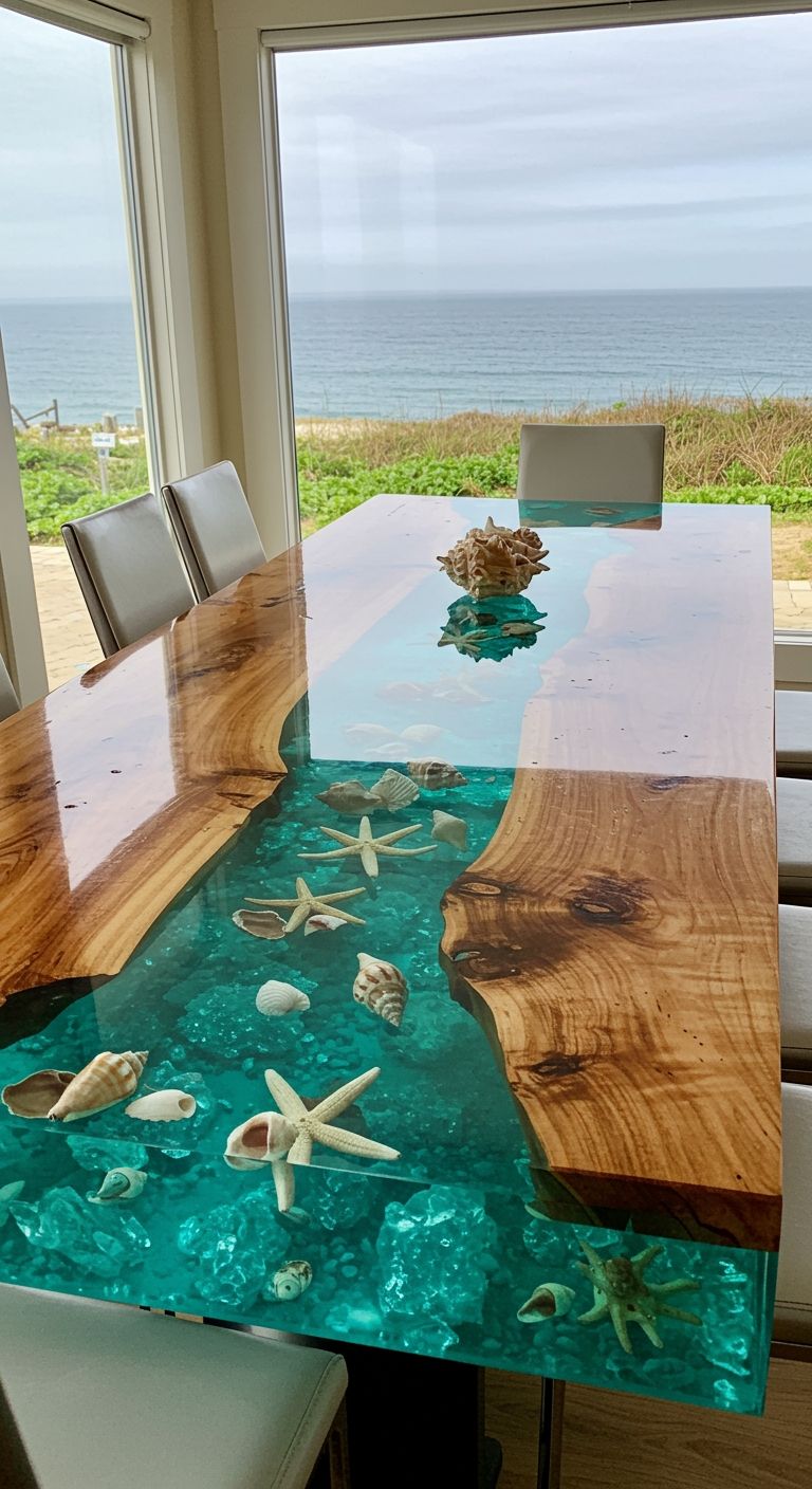 Ocean Theme Resin Table
